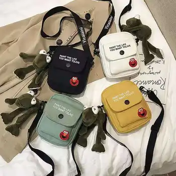 

Bag Women's Fashion New Net Red Canvas Bag Female Students Korean-Style Cartoon Soft Sister Ins Messenger Bag Student Bag