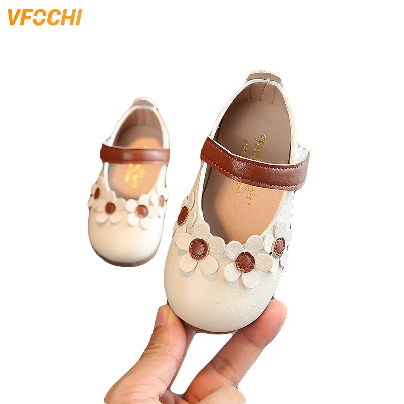 

VFOCHI Girls Leather Shoes Flower Decoration Girls Casual Shoes Children Party Wedding Shoes for Kids Teenager Girls Dress Shoes
