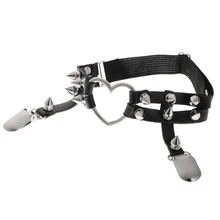 Женские подвязки с сердечками и заклепками в готическом стиле панк, кожаные Подвязки для ног