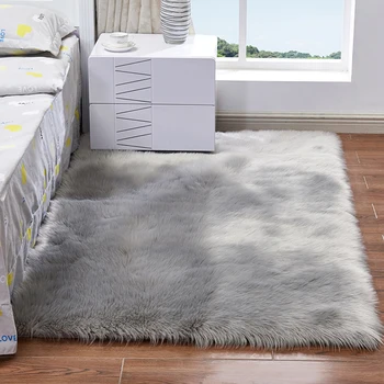 

For Bedroom Non Slip Area Rug Decoration Solid Living Room Hallway Fluffy Floor Carpet Home Soft Faux Fur Rectangle