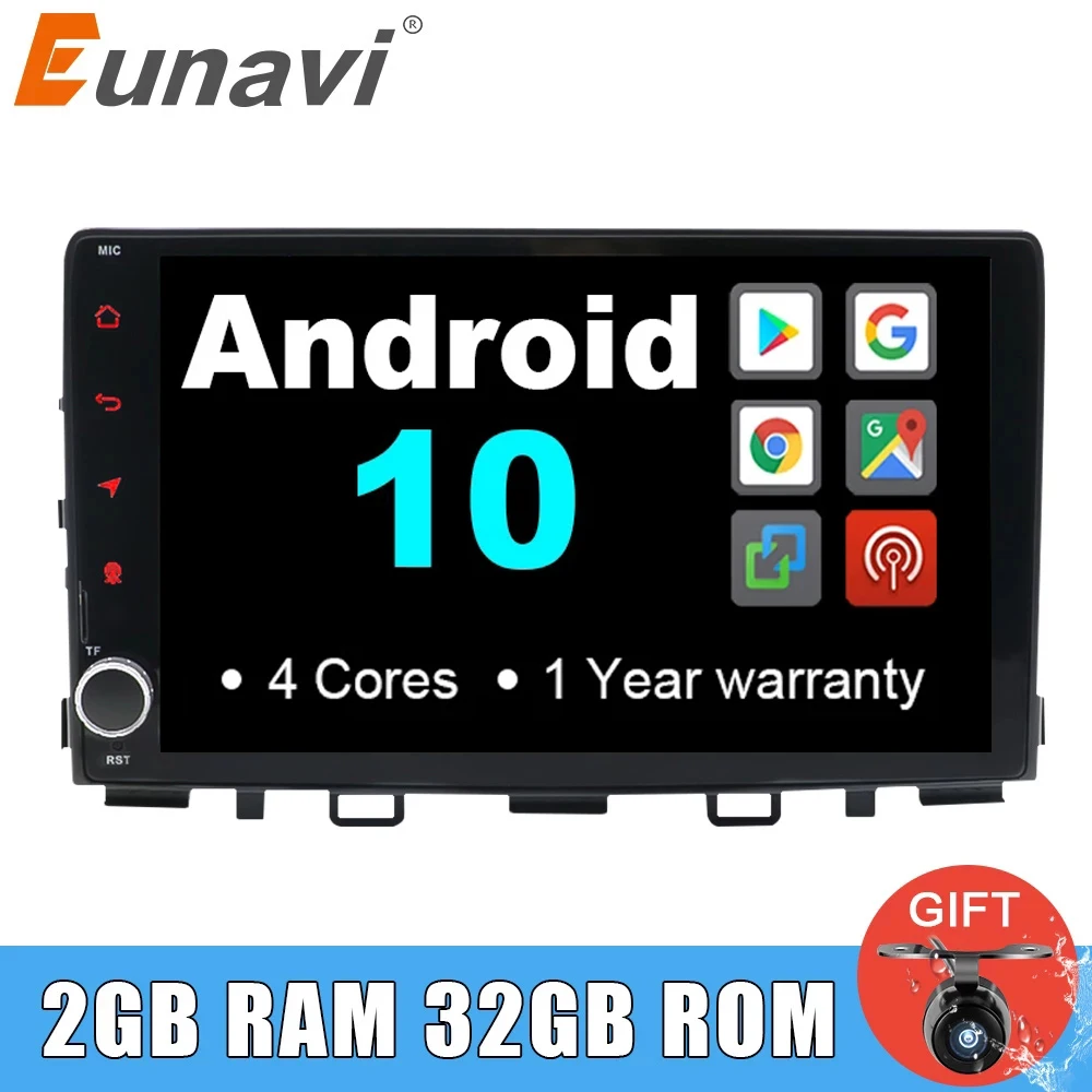 Eunavi 1 din android 10 автомобильное радио gps для KIA RIO 2017 2018 Мультимедиа стерео плеер
