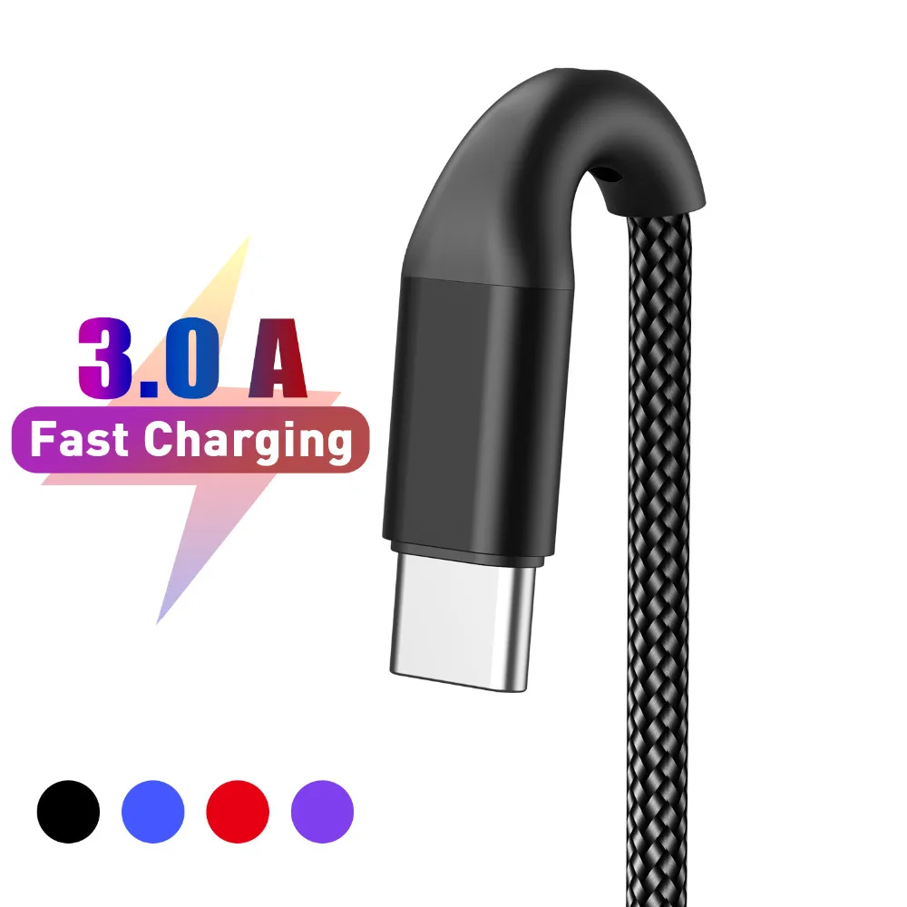 3A USB Type C Cable Fast Charging Wire for Samsung Galaxy S8 S9 Plus Xiaomi mi9 Huawei Mobile Phone Tablet USB C Charger Cable (1)