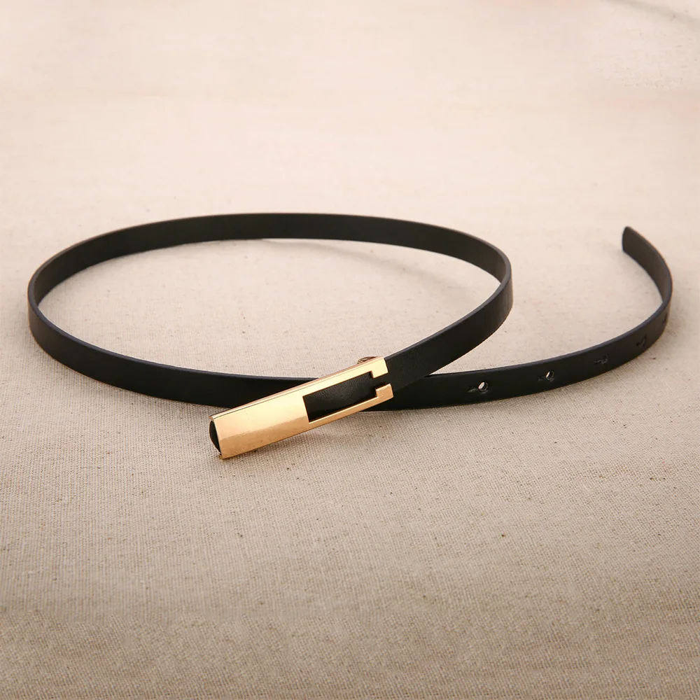 Luxury Metal Buckle Thin Belt Classic Wild Fashion Female Minimalist Waistband Straps For Apparel Dress Accessories gold waist belt