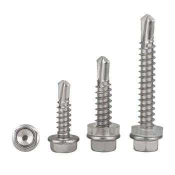 

GuHua Hexagon Head with Collar Self Drilling Screw 304 Stainless Steel Hex Drill Tail Self Tapping Screws M4.2M4.8M5.5 5pcs
