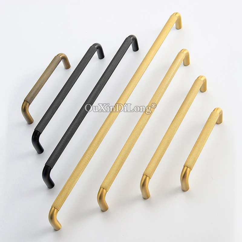 

Plus Length 10PCS Solid Brass Knurled Furniture Handles Drawer Pulls Cupboard Wardrobe Kitchen TV Wine Cabinet Handles and Knobs