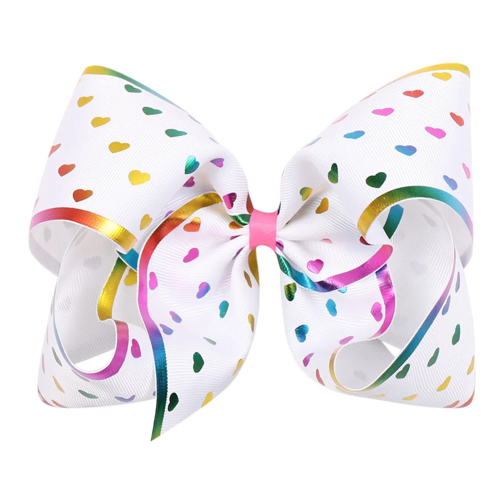 

New Valentine's Day 7inch Large Hair Bows for Girls Heart Printed Ribbon Bow Barrettes Hair Clips Party Hair Accessories