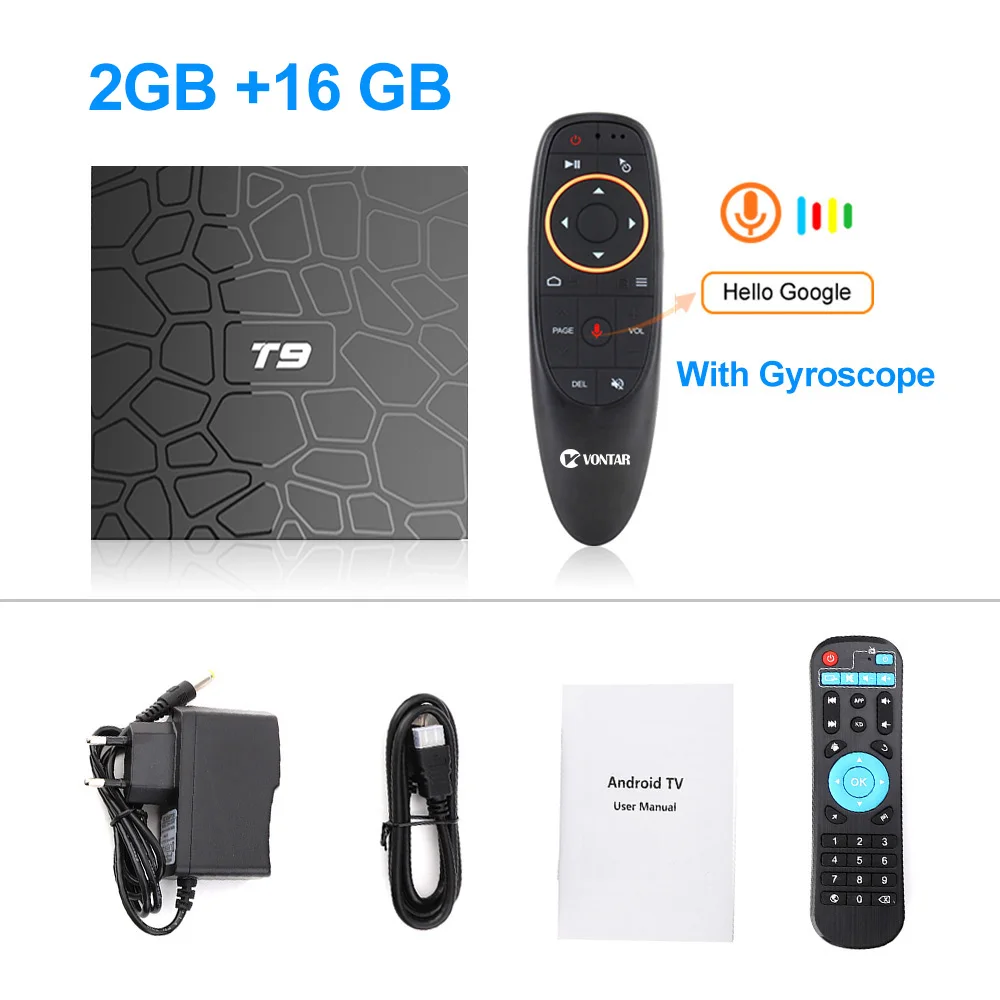2G16G add G10 RC Android 9,0 ТВ приставка T9 Смарт ТВ приставка 4K четырехъядерный медиаплеер 4 Гб ram 32 ГБ/64 Гб rom H.265 2,4G/5G wifi USB 3,0 ТВ приставка телеприставка - Цвет: 2G16G add G10 RC