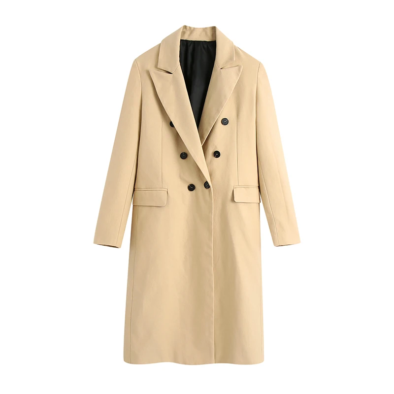 za 2020 Autumn Windbreaker Women Trench Coat Double breasted Turn-down Collar Long Coat Lady Streetwear Korean Outwear