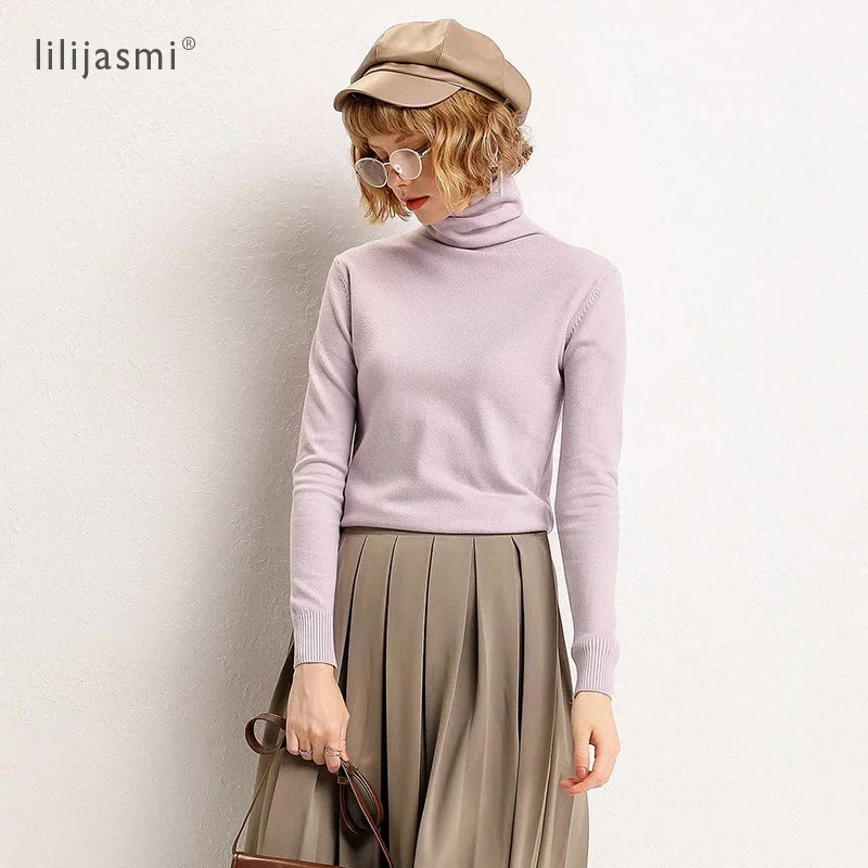 

2019 Must Have Women's Heap Turtleneck Viscose Soft Pullover Sweater Wool Base Model Winter Solid Female Jumper Blend