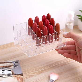

Transparent Acrylic 24 Grid Storage Box Lipstick Nail Polish Display Stand Stand Cosmetic Jewelry Box Storage Box