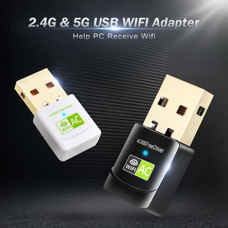 Free Driver USB Wifi Adapter 600Mbps Wi fi Adapter 5ghz Antenna USB Ethernet PC Wi-Fi Adapter Lan Wifi Dongle AC Wifi Receiver wifi card for desktop