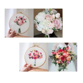 Flower Bouquet DIY Embroidery Kit Needlework Cross Stitch with Hoop Frame for Beginner Swing Art Painting Handcraft Wedding Gift 3