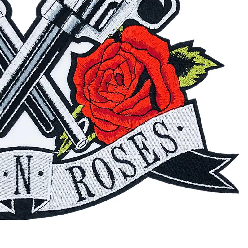 Панк пистолеты N Roses Череп Железный на вышивки патчи байкер наклейки одежда вышивка куртка мотоцикл рюкзак большие нашивки