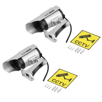 

2 Pcs/set Rain-Proof Home Office Monitor Security Guard Simulation Outdoor Indoor Solar Energy Dummy IR Camera