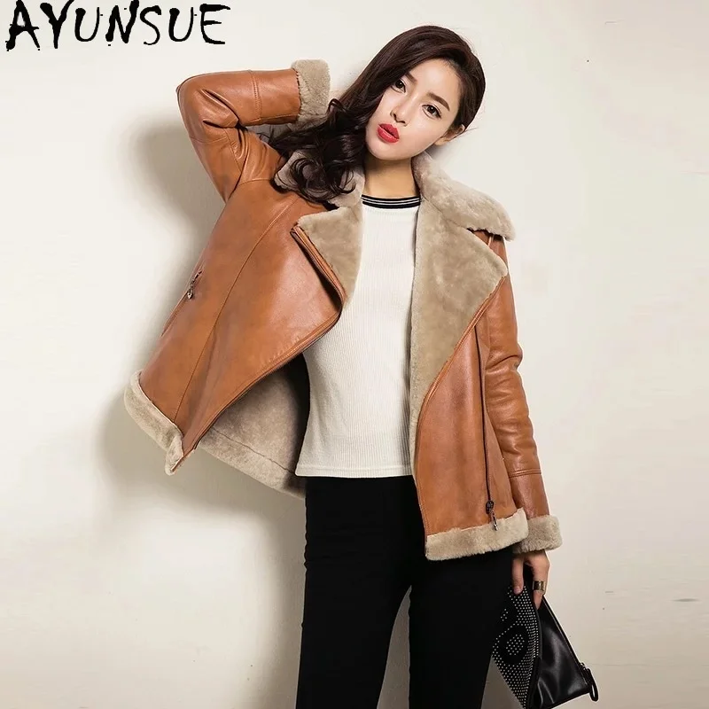 Женское зимнее пальто из натуральной кожи с подкладкой 100% шерсти | Женская одежда