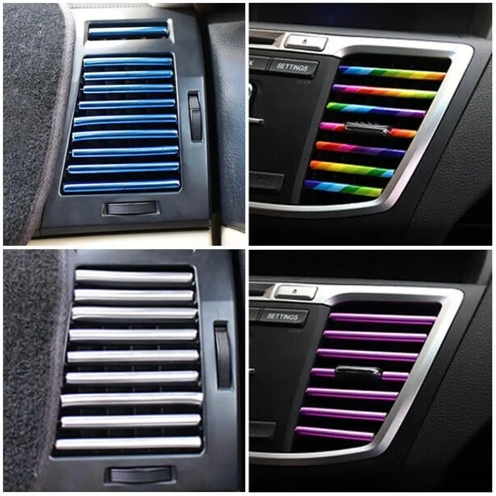 

DIY 10 Pieces Car-styling Chrome Styling Moulding Car Air Vent Trim Strip Air Conditioner Outlet Grille Decoration U Shape