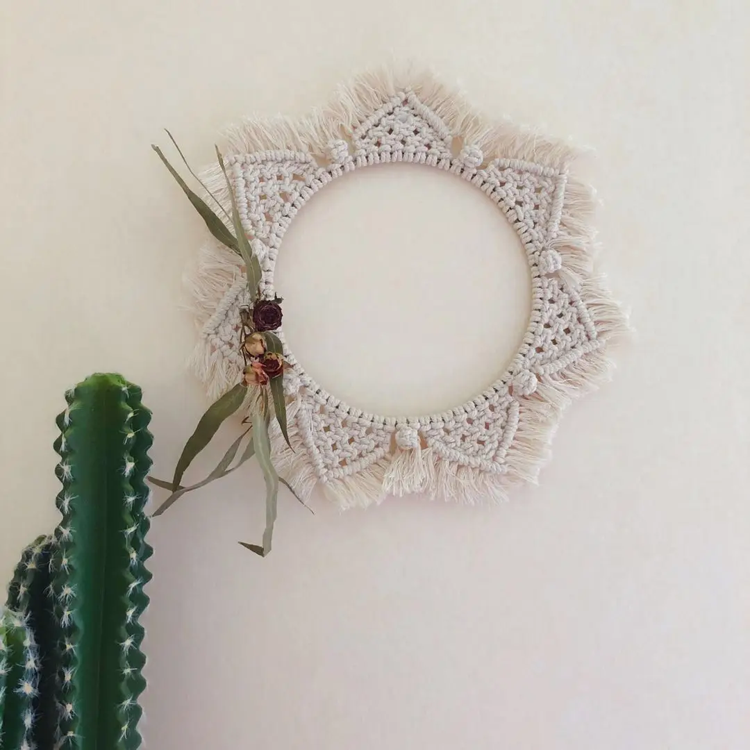 Günstige Macrame Tapisserie Wandbehang Dekorative Spiegel Böhmen Kreative Hause Kunst Wand Dekorationen Boho Dekor Hause