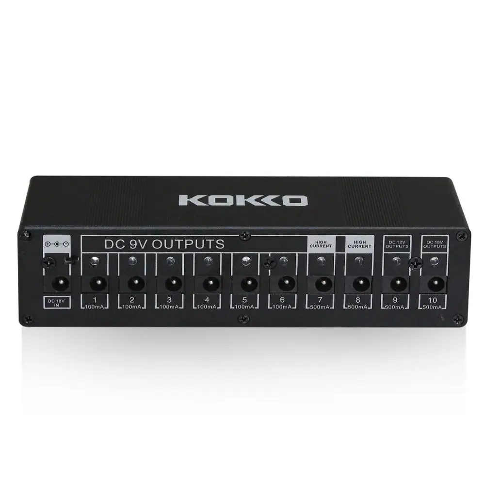 KOKKO Guitar Pedal Power Supply 10 Isolated Output Guitar Effect Pedal Power Supply 4* 500mA Output 6*100mA