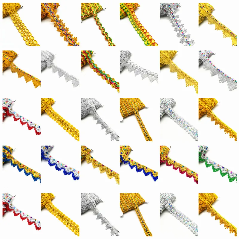 Gold Silver Lace Ribbon Trims For Stage Performance Party Cosplay Wedding Clothes DIY Sewing Garments Accessories 2 yards lace ribbon lace garment accessories lace sewing supplies lace accessories lace sewing accessories