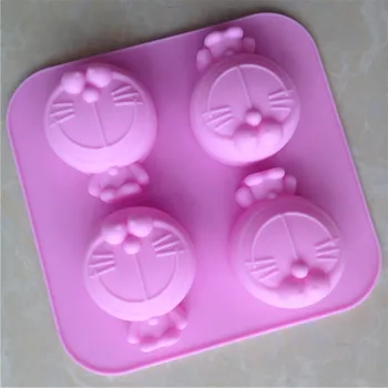 

4-Piece Cat Head Silicone Cake Mold Handmade Cold Process Soap Mold Xg097