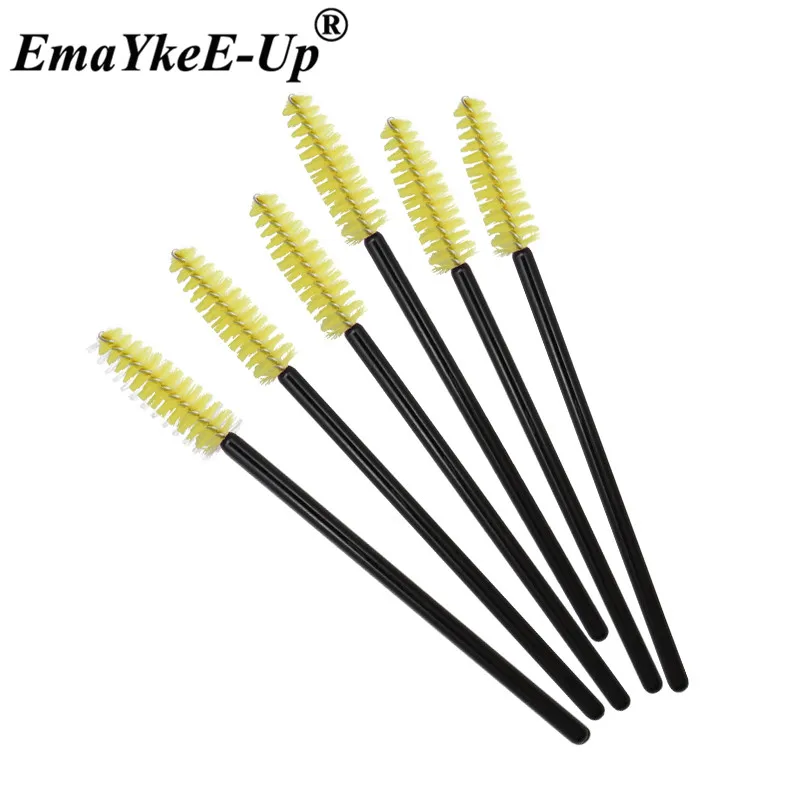 Black Yellow 50 шт Женские Модные кисти для ресниц, одноразовые кисти для макияжа, Хрустальные кисти для бровей/ресниц/туши для ресниц, кисти для ресниц - Цвет: Black Yellow