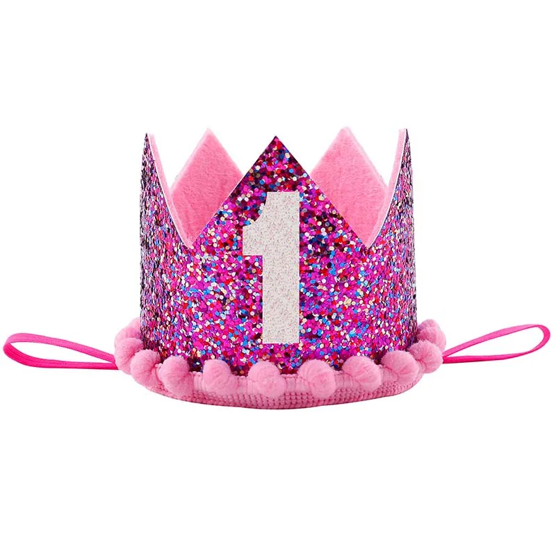 Для маленьких девочек и мальчиков, детский наряд для первого дня рождения шляпа лента для волос в виде короны для детей в возрасте 1 повязка на голову для принцессы реквизит для фотосессии baby Shower вечерние поставки - Цвет: style 6