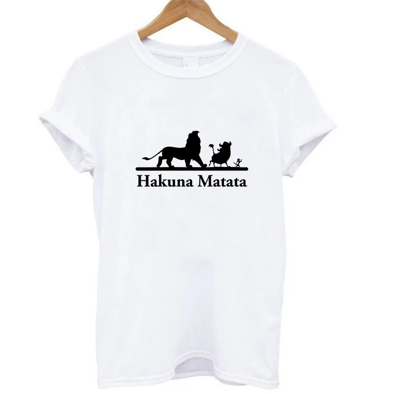 21981 Новинка, летняя мода, Hakuna Matata Ullzang, Король Лев, женские топы с коротким рукавом, футболки, футболки размера плюс, футболка - Цвет: 21981