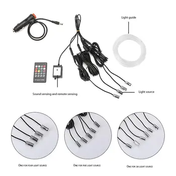 

Hot AOZBZ 1 To 5 Car Interior Light Sound Active EL Neon Strip Light RGB LED Multicolor Bluetooth Phone Control Atmosphere Light