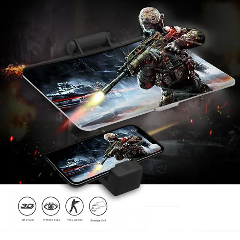 

3D Magnifier Anti-radiation Anti-fatigue Eye Protection 3D Mobile Phone Screen Magnifier Rotating HD-Lens Physical Amplifier