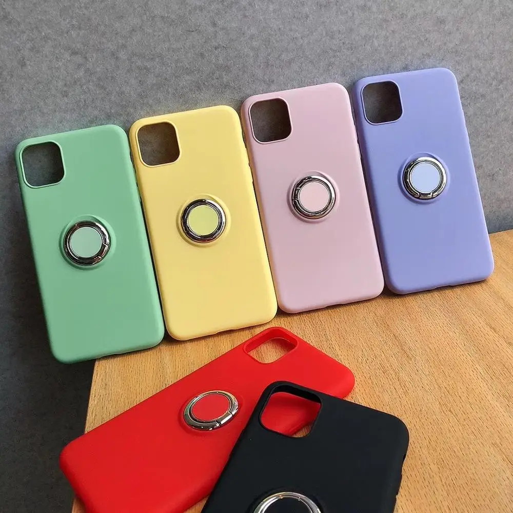 

Joyce Silicone Phone Case For iPhone 6 7 8 Plus X XR XSMAX Case With Ring bracket Soft Anti-knock Candy Color Fitted Case