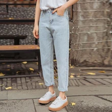 New Arrival Autumn Korea Fashion Women High Waist Jeans All-matched Casual Cotton Denim Pants Female Vintage Loose Jeans S282