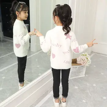 

Mink Fleece Turtleneck Girls Sweater Pullover 2020 Autumn and Winter Clothing Casual Thickening New Children's Bottoming Shirt