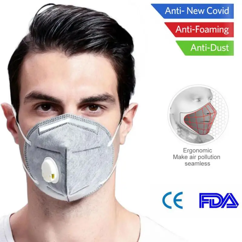 

6 Layer Kn95 Mask With Breathing Valve Equivalent To FFP2 Dust Masks With Valved Face Mask Protection Face Anti-dust Lot