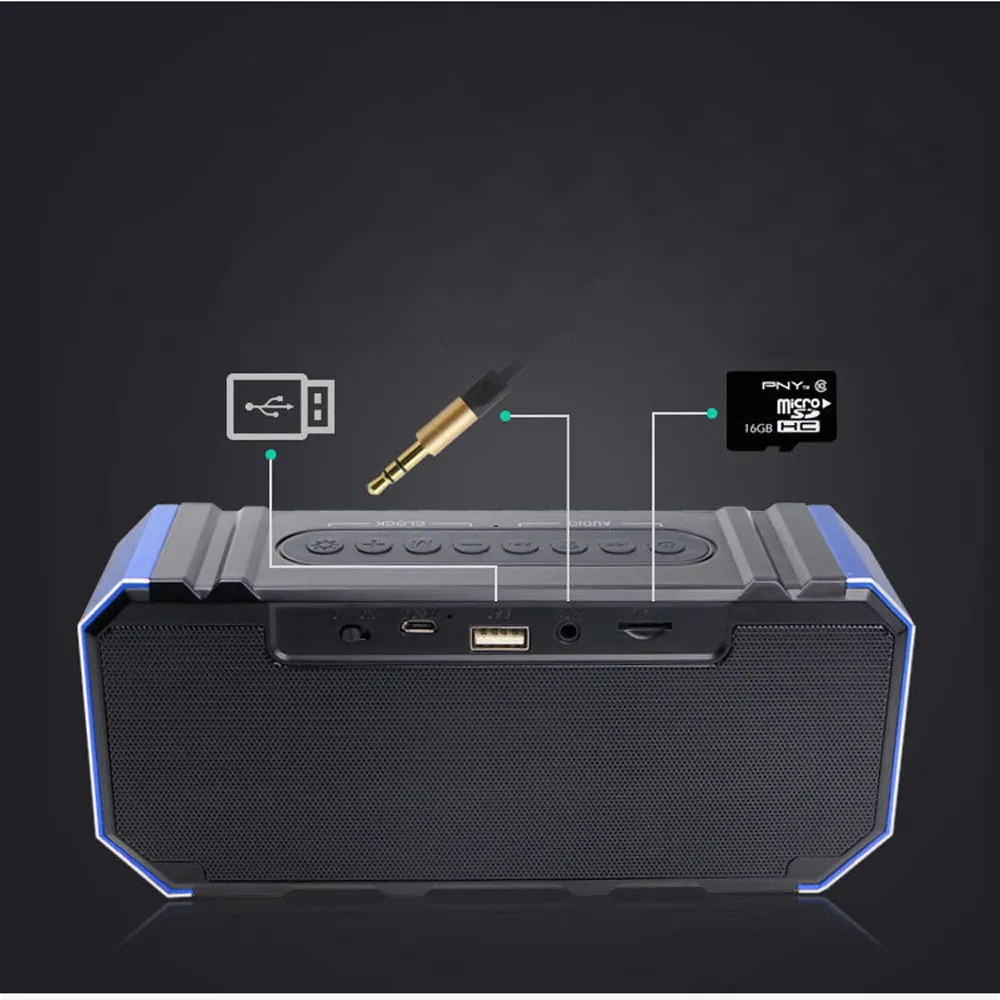 DG100 Bluetooth динамик с будильником дисплей открытый портативный дизайн Высокое качество сабвуфер звук