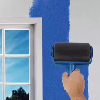 

5/8pcs Paint Runner Roller Brush Handle Tool Flocked Edger Office Room Wall Painting Home Tool Roller Paint Brush Set Dropship