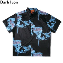 DARK ICON Drop Shoulder Oversized Hip Hop Shirts Men 2020 Summer Street Fashion Men's Shirt Short Sleeve Loose Shirts for Men