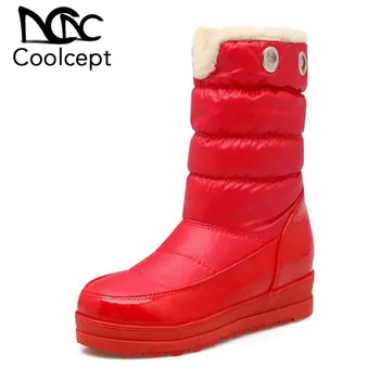 

Coolcept Russia Snow Boot Women Plush Inside Boots Warm Winter Botas New Brand Waterproof Round Toe Woman Fur Shoes Size 34-43