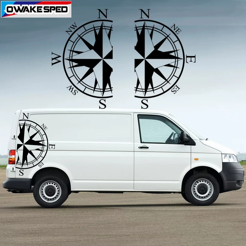 Двухсторонняя Автомобильная наклейка s для Volkswagen Bus T4 T5 T6 с компасом левой и