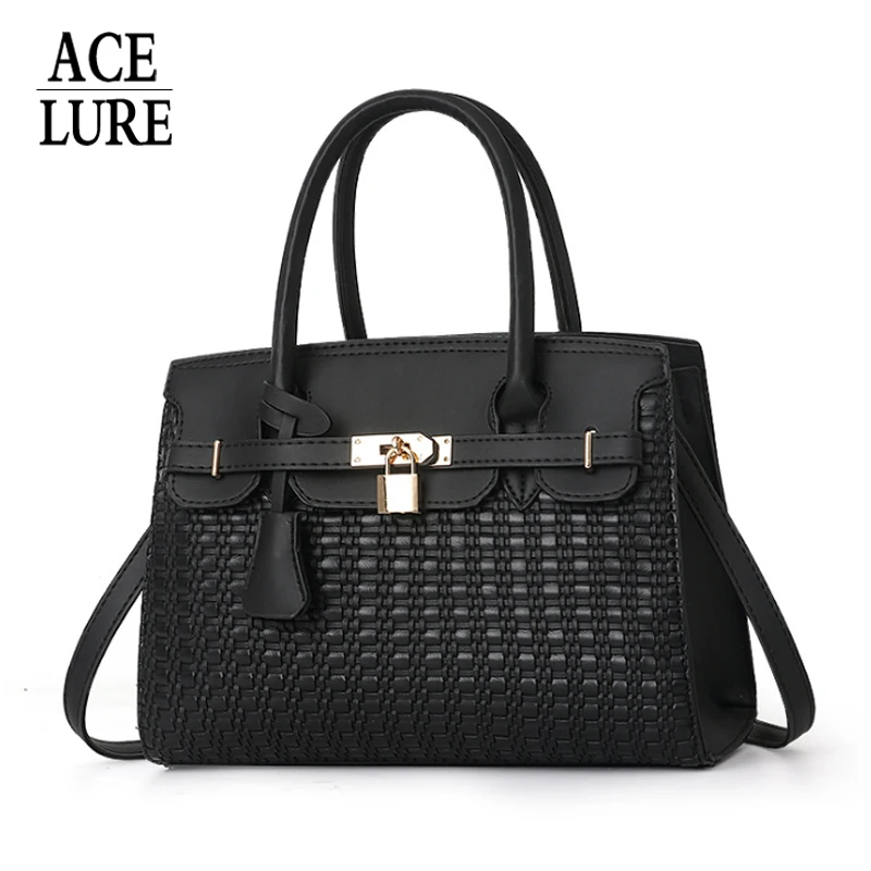 

ACELURE Lock Decor Ladies Shopping Crossbody Bags Fashion Women Shoulder Bags Solid Color PU Leather Satchels Casual Handbags