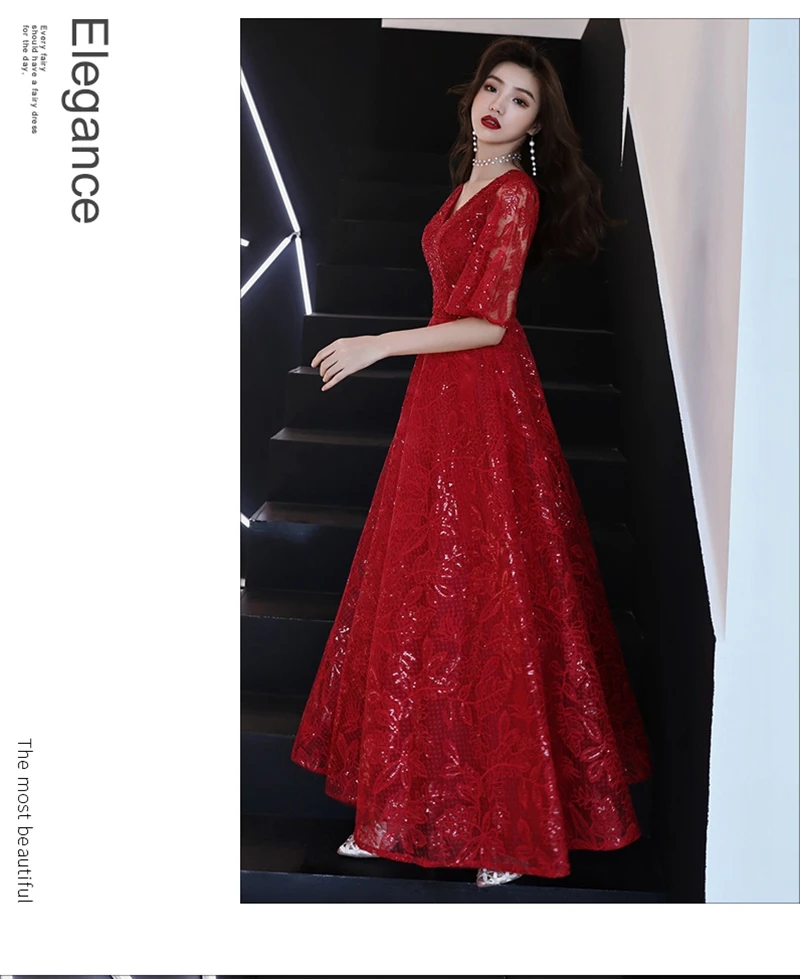 Bride wedding women toasting long new bride marriage red slim engagement banquet thank you feast temperament evening dress