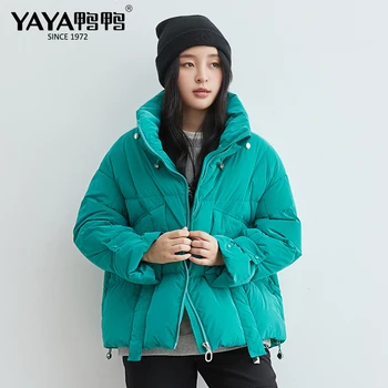 

YAYA Winter Women Down Coats Casual Loose Coat White Duck Down Green Down Jackets Ladies Coat
