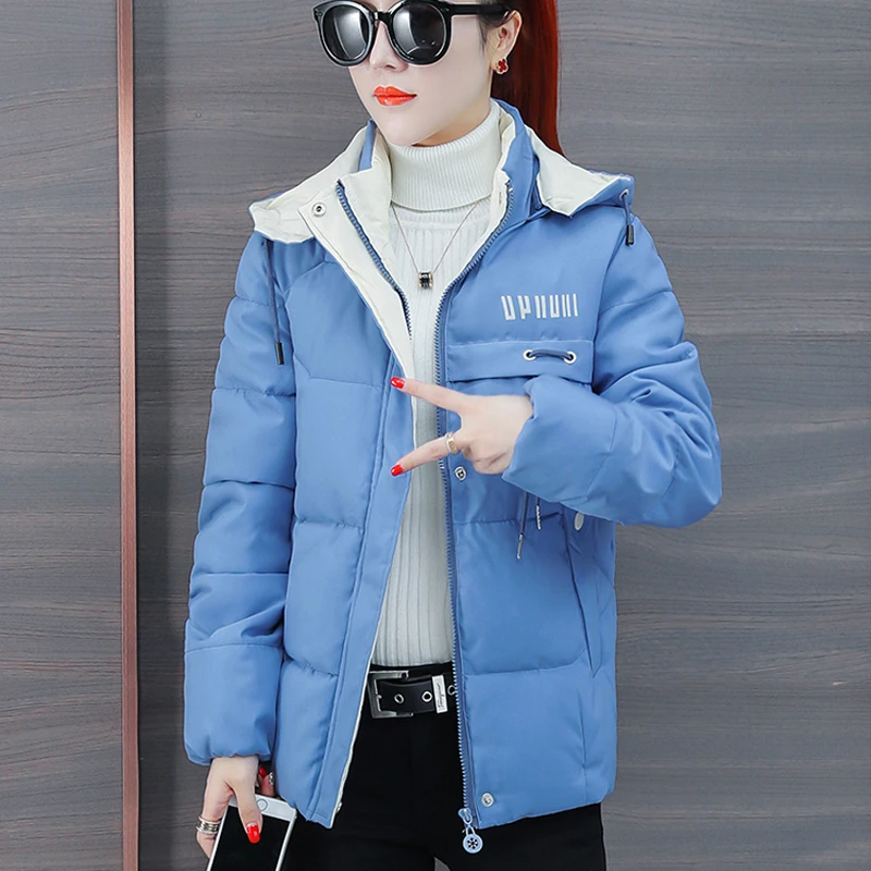 Женский пуховик, новинка, Взрывные модели, белый утиный пух, маленькая корейская мода, свободная зимняя хлопковая куртка - Цвет: Синий