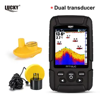 

LUCKY FF718LiC depth Fishfinder Transducer 2-in-1 Wired & Wireless Sensor Portable Waterproof echo sounder for All Fishing Types
