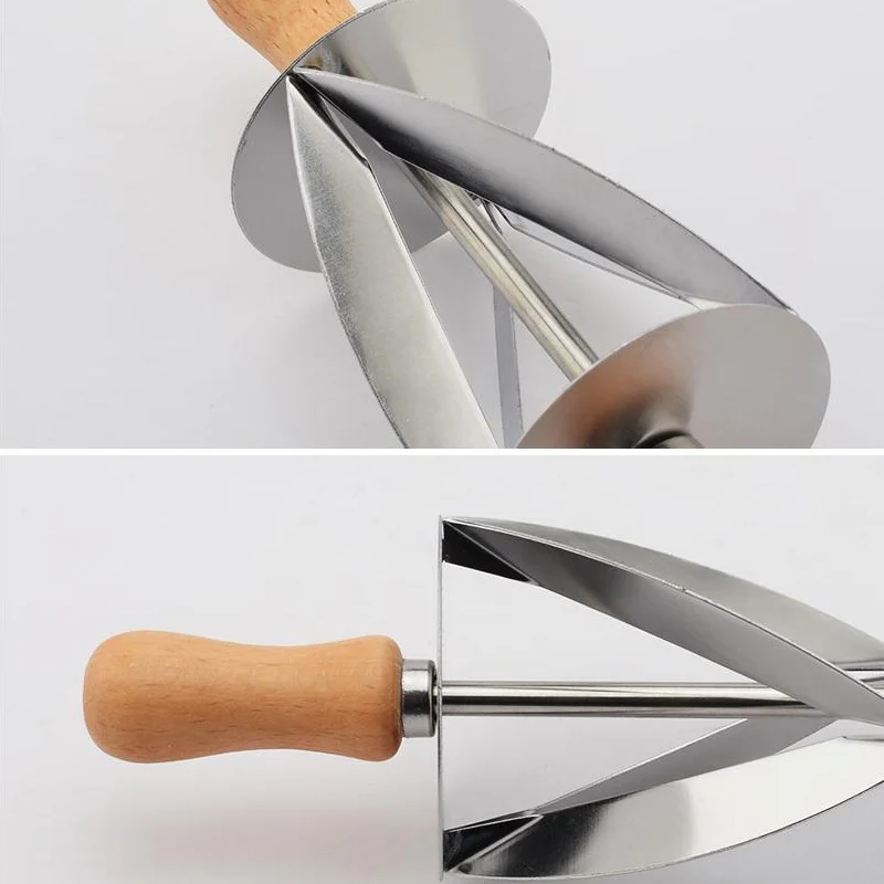 Высокое качество нержавеющая сталь прокатки резак приготовления круассан хлеб колесо тесто Кондитерские деревянная ручка ножа выпечки кухонный нож