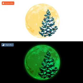 

3d Luminous Moon Pattern Self-adhesive Diy Removable Christmas Wall Sticker Xmas Wall Stickers For Kids Room Living Room Decal