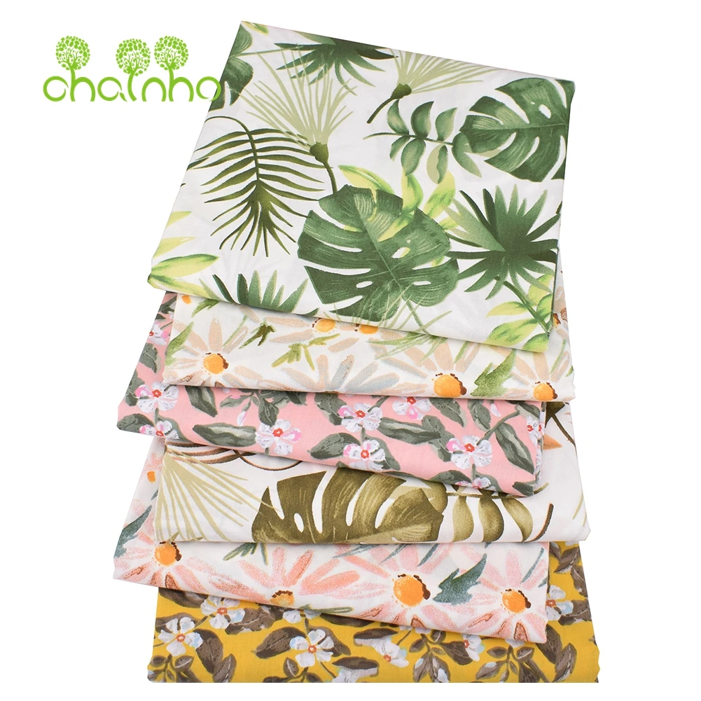 ChainhoPrinted Twill Cotton FabricDIY Sewing Quilting Material For Baby&Childrens Bed ClothesShirtsSkirtsPetals & Leaves