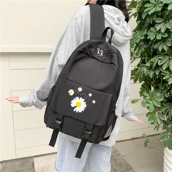 

NEW Daisy print nylon women Backpack men and Women Casual Large Capacity School Bag Simple College Wind Travel Backpack female