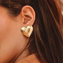 Новая мода женские шикарные металлические серьги серебро розовое золото сердце серьги-гвоздики для женщин