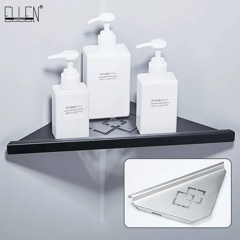 Bathroom Corner Shelves Brushed Nickel 304 Stainless Steel Wall Bathroom Shelf Shower Storage Accessories Shelves ELF41
