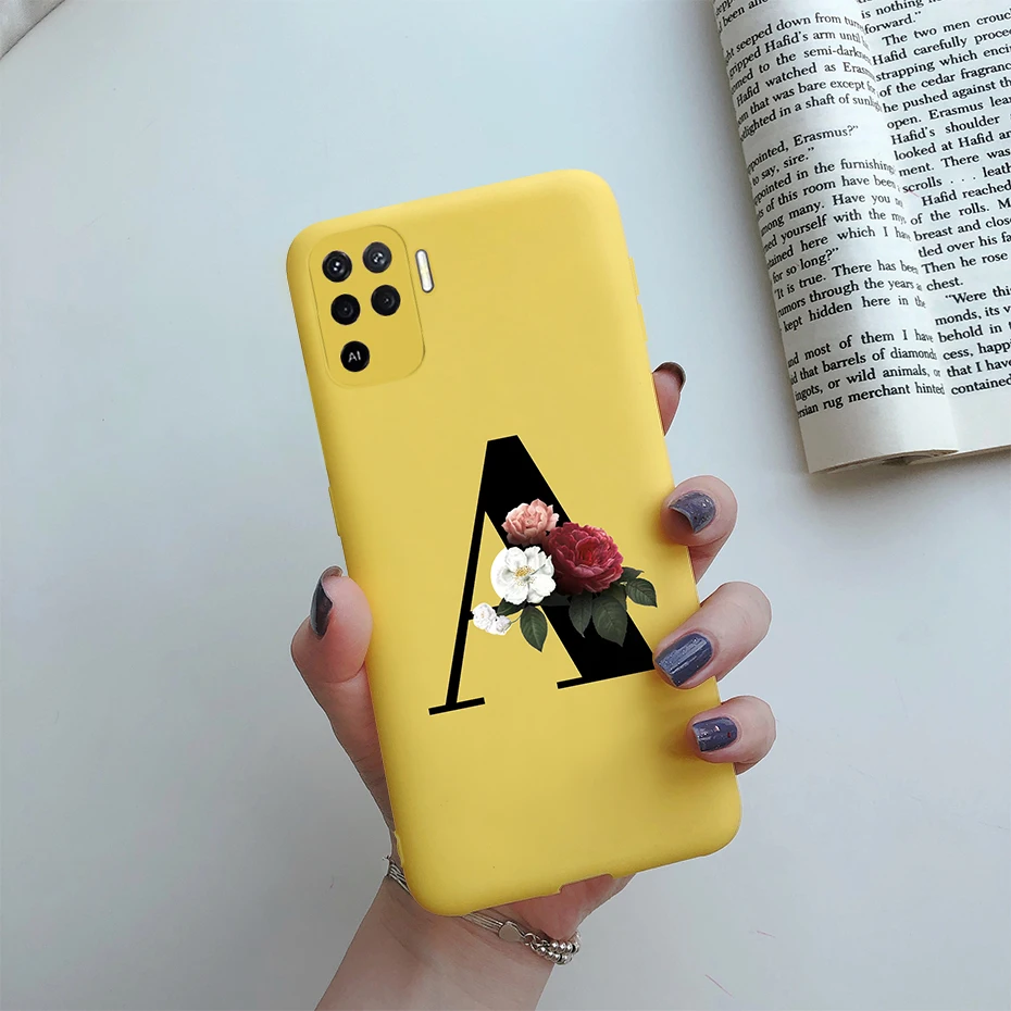 cases for oppo phones For Oppo Reno 5 Lite Case Letters Monogram ABC Flower Soft Silicone Back Cover For Oppo Reno5 Z Reno 5 F Z Lite 5F 5Z 5Lite Case oppo phone back cover Cases For OPPO